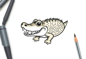 Traditional style angry alligator tattoo idea