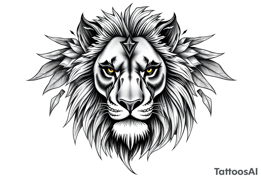 powerful majestic lion with Czech theme tattoo idea