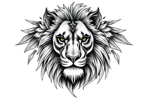 powerful majestic lion with Czech theme tattoo idea