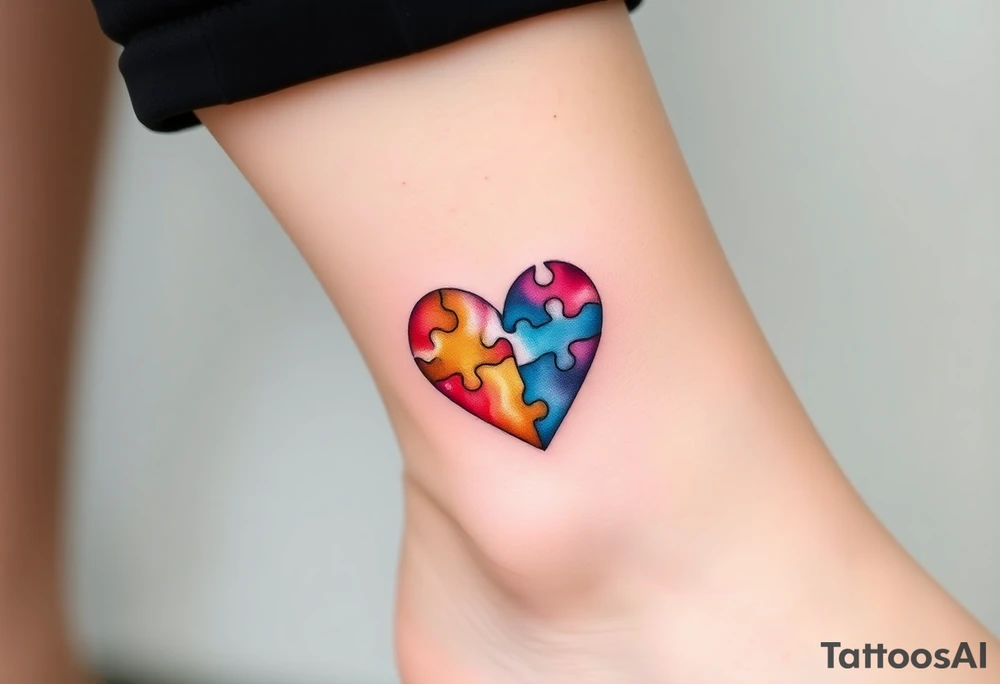 autism heart puzzle shape symbol tattoo idea