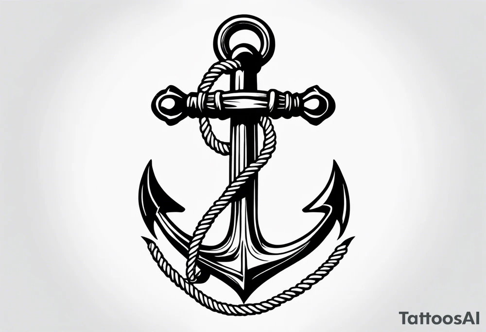 Simple anchor with rope wrapped around tattoo idea