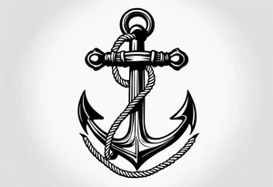 Simple anchor with rope wrapped around tattoo idea
