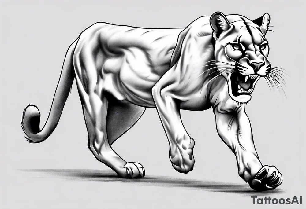 A black vicious pumas walking, but looking to the side tattoo idea A black vicious pumas walking, but looking to the side tattoo idea
