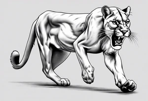 A black vicious pumas walking, but looking to the side tattoo idea