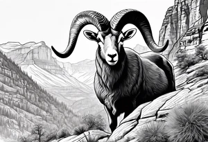 Bright angel trail with a big horn sheep tattoo idea