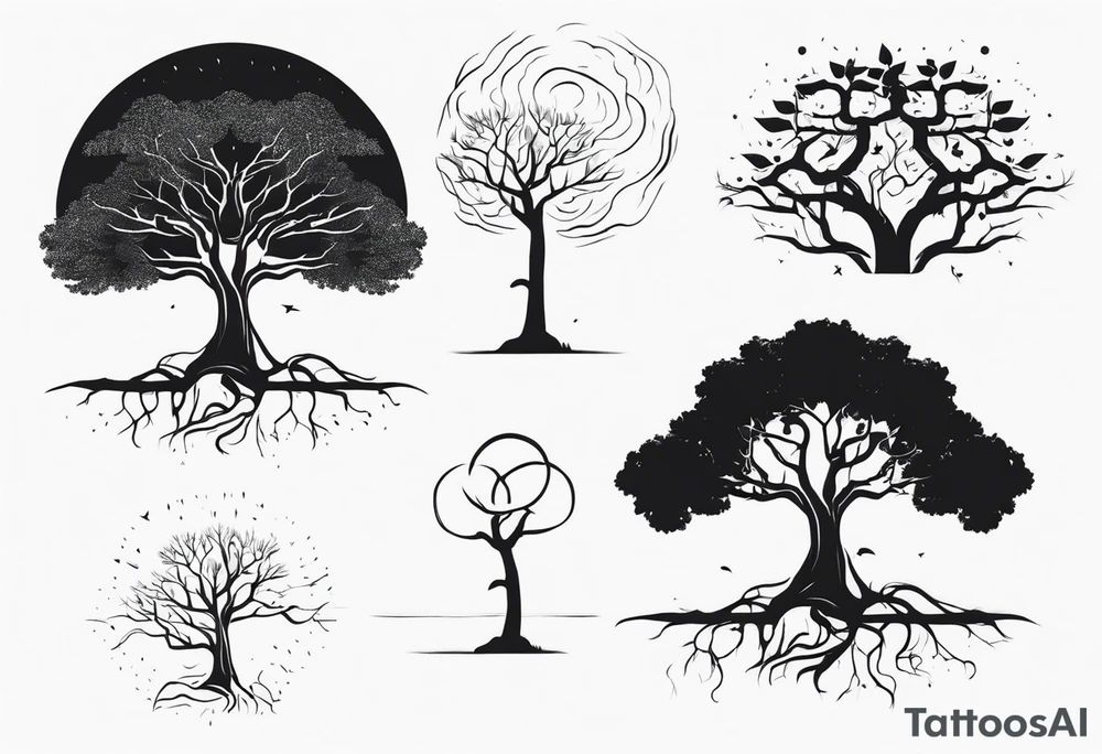 tree where the canopy resembles and brain, struck by lightning tattoo idea