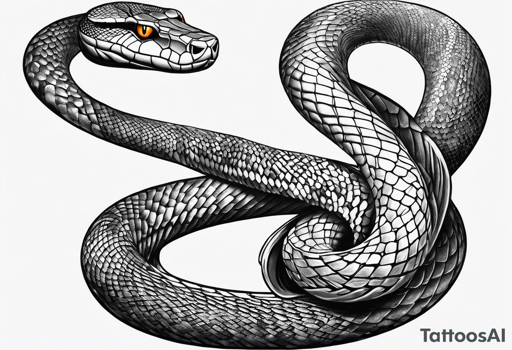 snake wrapped around a crescent moon tattoo idea