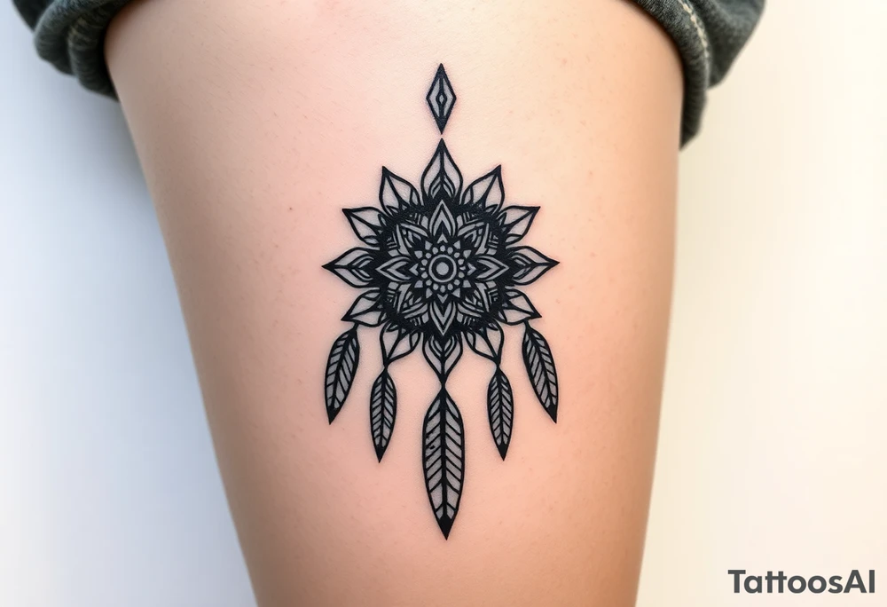 spiritual feathers ornamental mandala shaman tattoo idea