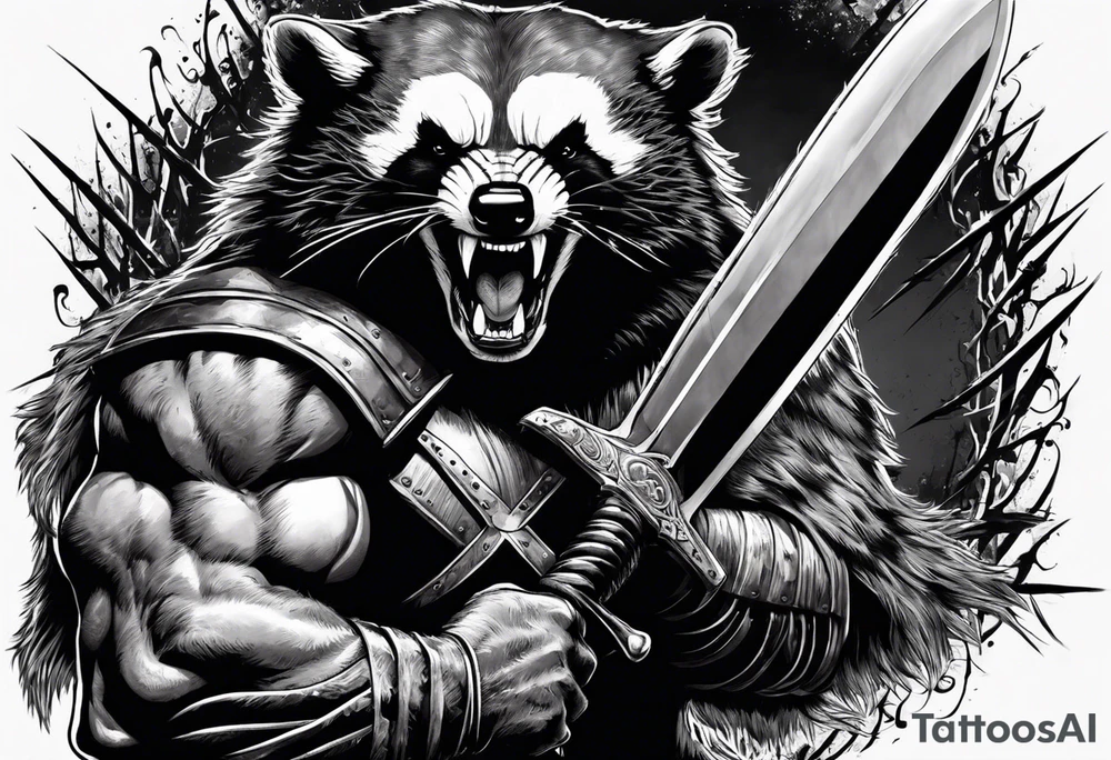 Draw me psychopath Badger/Wolverine with aggressive full body, killer face with a scary smile, very long nails and he attacks like a Bloody Assassin/Warrior/Gladiator to us and also, he has very deadly looking. He fights with his nails. Everybody scares after their first sight. Give me horror type Badger Tattoo. I want to see his Realistic full body. tattoo idea