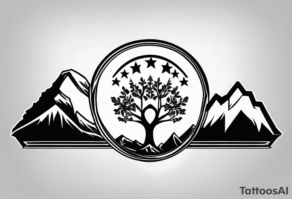 Steelers logo, heart, mountain, tree tattoo idea