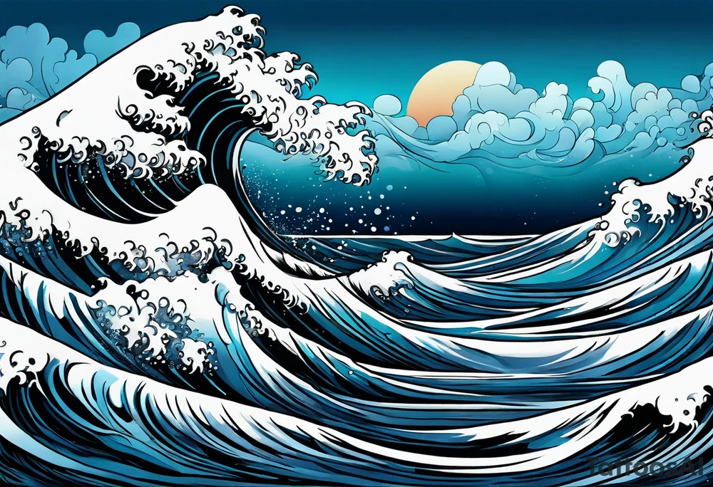 waves;  
"come what may"; outside forearm not an oval tattoo idea