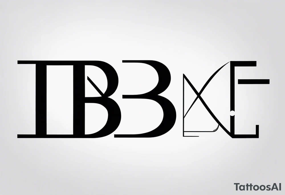 Minimalist tattoo design featuring the symbolic integration of the letters 'B' and 'E' with a focus on black line art. The design should be abstract and elegant, with the possibility of the letters forming the word 'BE' subtly or symbolically, but not necessarily. The lines should be clean and fluid, potentially incorporating geometric elements or flowing patterns that represent the connection between the letters. The overall aesthetic should be modern, refined, and meaningful, with a strong emphasis on simplicity and artistic expression. tattoo idea
