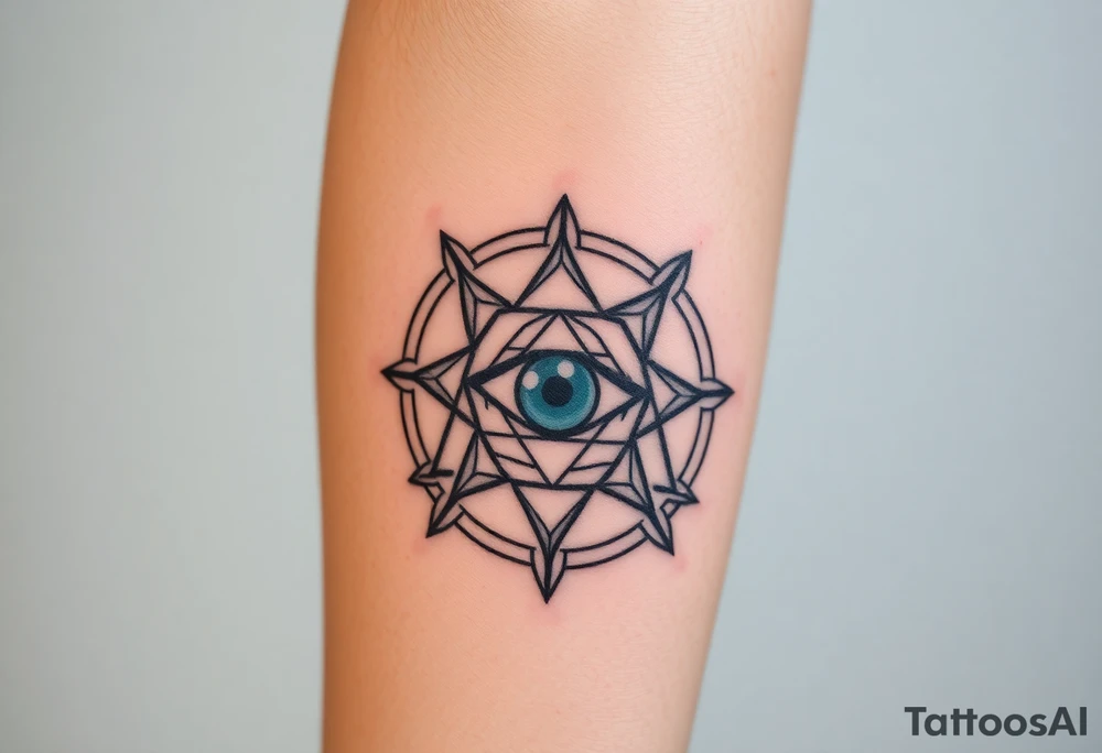 sacred geometry with eye in the middle tattoo idea