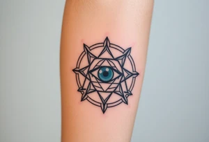 sacred geometry with eye in the middle tattoo idea