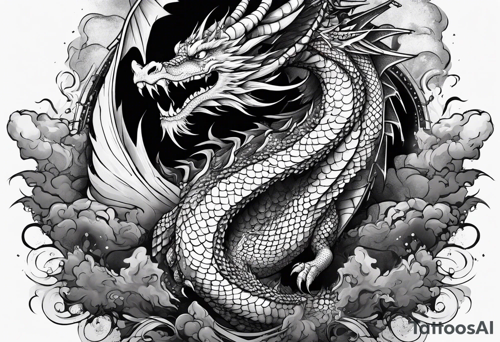 Dragon explosion tattoo idea