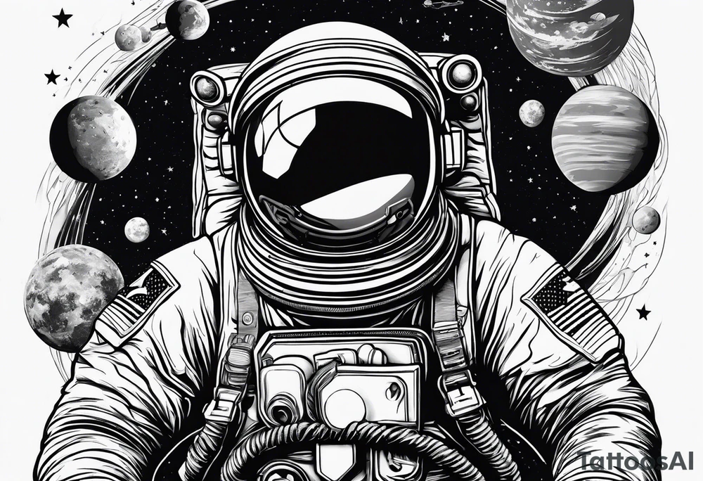 Astronaut reaching hand out to space tattoo idea