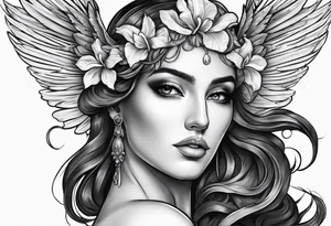 Greek goddess iris with wings coming from her back tattoo idea