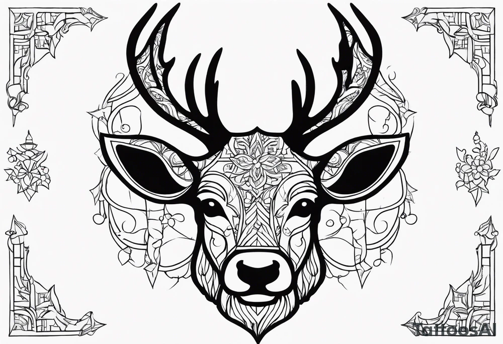 santa Claus reindeer tattoo idea
