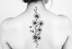 Delicate, simple floral spine tattoo tattoo idea