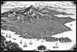 Outline map of the USVI and bvi Caribbean islands tattoo idea