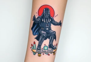 Darth Vader skateboarding > bullets > in loving memory > colors
add words "Darth Carter" to skateboard
add date 12/29/88-01/06/24 tattoo idea