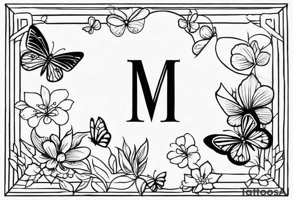 Create a Fine Line tattoo made out of three letter M’s and very pretty maybe a butterfly tattoo idea