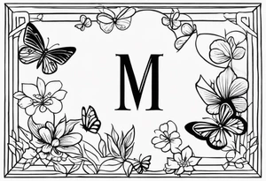 Create a Fine Line tattoo made out of three letter M’s and very pretty maybe a butterfly tattoo idea