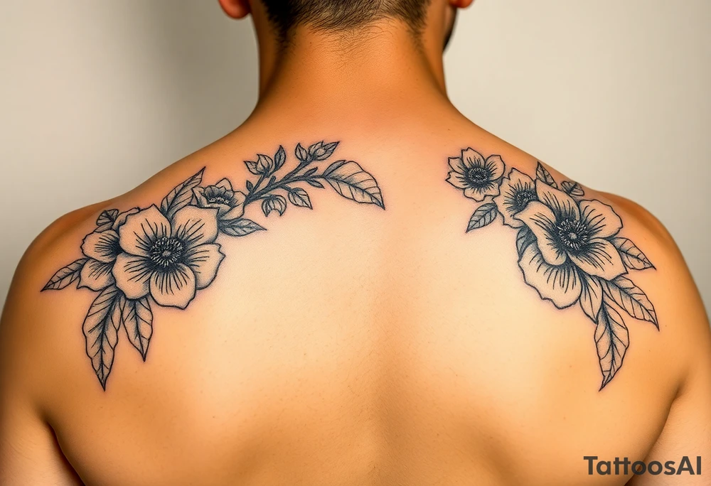 Waves, summer, flowers tattoo idea