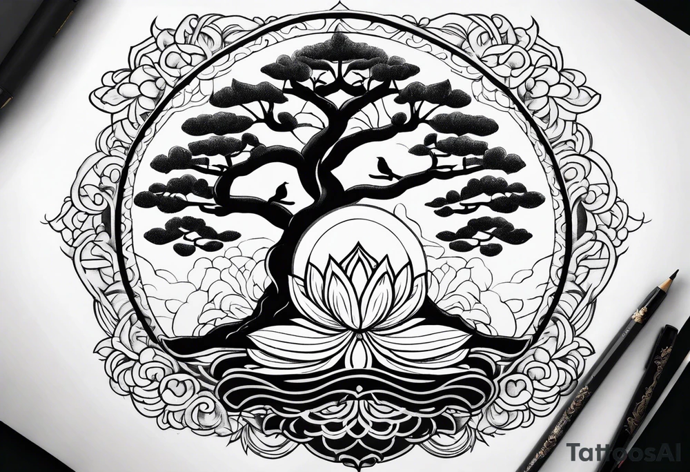 Tree of life, lotus, buddha tattoo idea