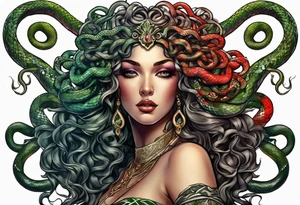 Medusa, before and after she had snakes for hair. tattoo idea