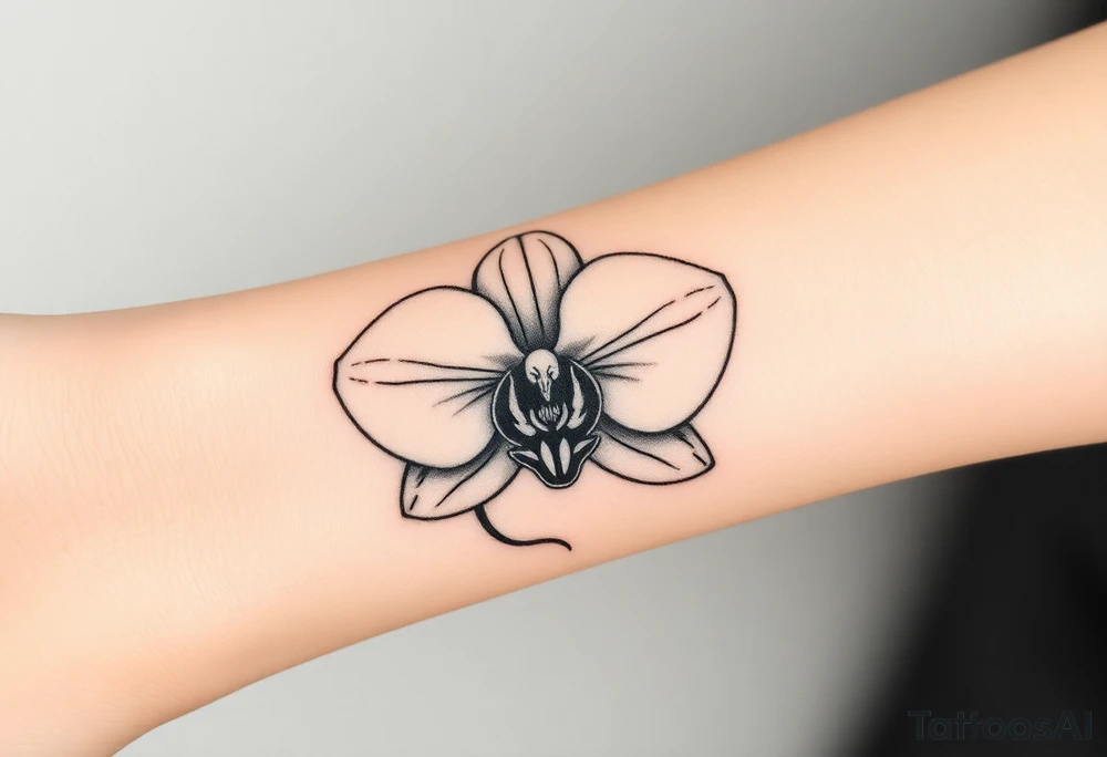 Orchid flower with two butterflies around it tattoo idea