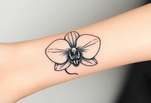 Orchid flower with two butterflies around it tattoo idea