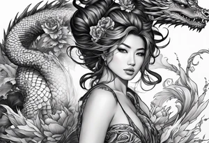 complete warrior nymph with dragon tattoo idea