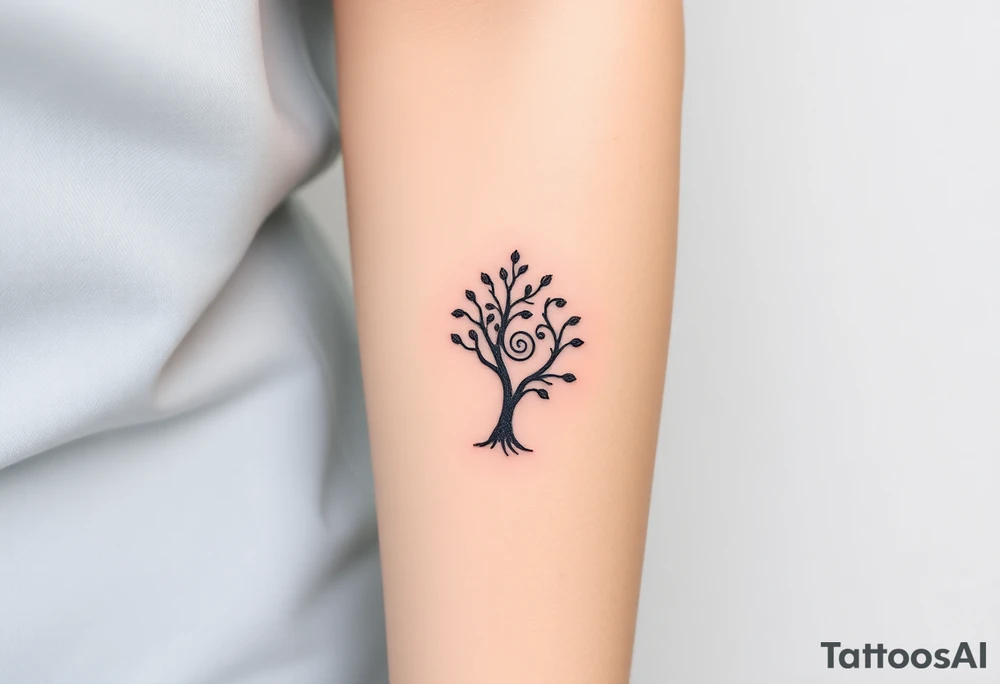 Fibonacci spiral shell inside of tree tattoo idea