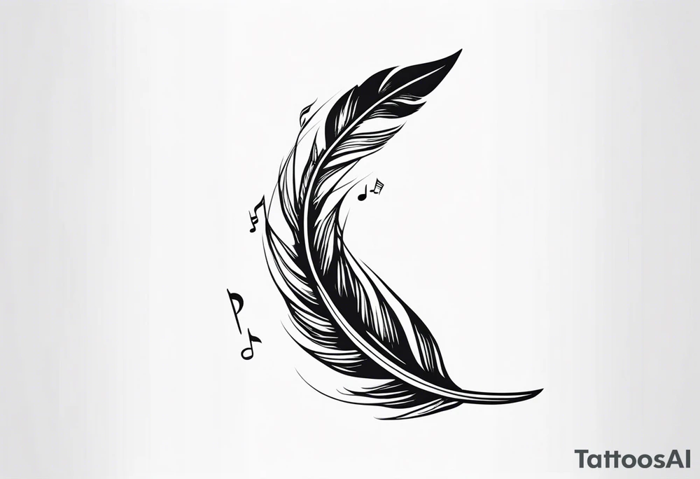 Feather tattoo with small music notes tattoo idea