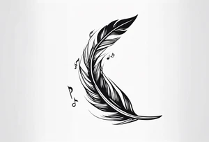 Feather tattoo with small music notes tattoo idea