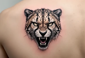 angry cheetah with the number 62 tattoo idea