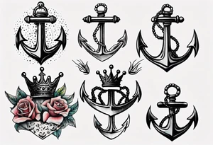 Anchor with a crown on top tattoo idea