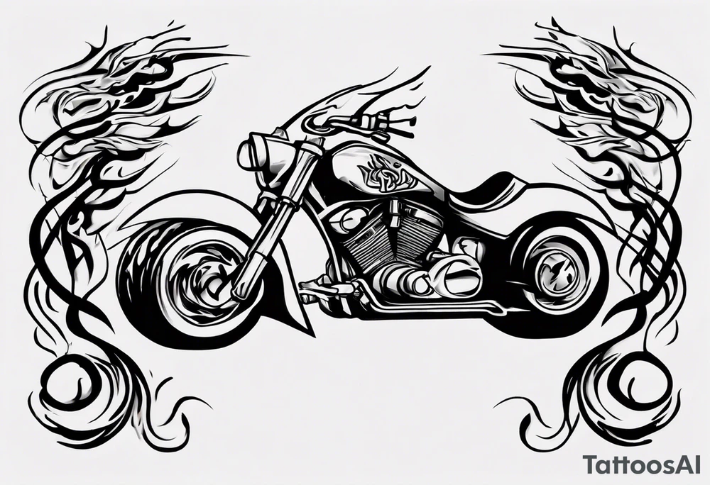 i want a tattoo of a viking riding a motorcycle with flames and I want the words “Viking Customs” incorporated into the design tattoo idea