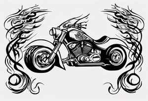 i want a tattoo of a viking riding a motorcycle with flames and I want the words “Viking Customs” incorporated into the design tattoo idea