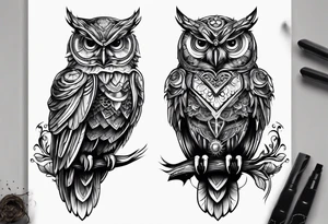 mechanical owl tattoo idea
