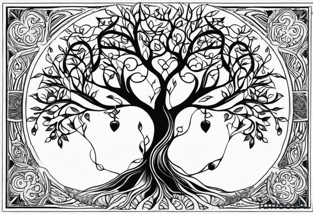 Tree of life with two dates tattoo idea