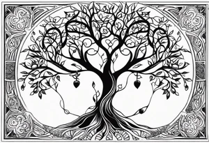 Tree of life with two dates tattoo idea