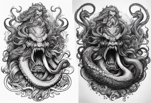 Poseidon battling octopus monster tattoo idea