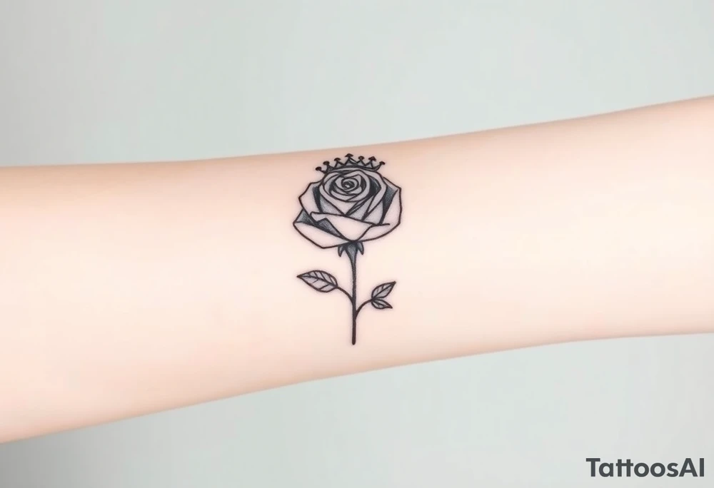A rose with a kings crown ontop tattoo idea