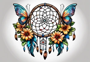 Dream catcher with butterflies tattoo idea