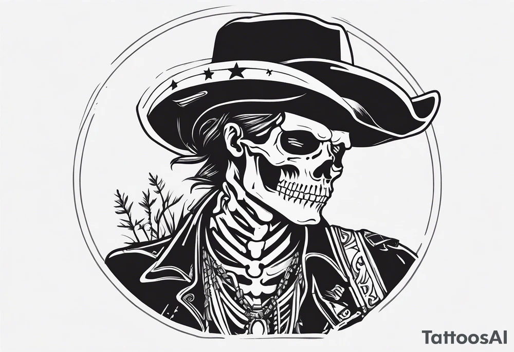 skeleton cowboy queer tattoo idea