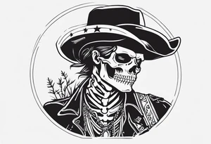 skeleton cowboy queer tattoo idea