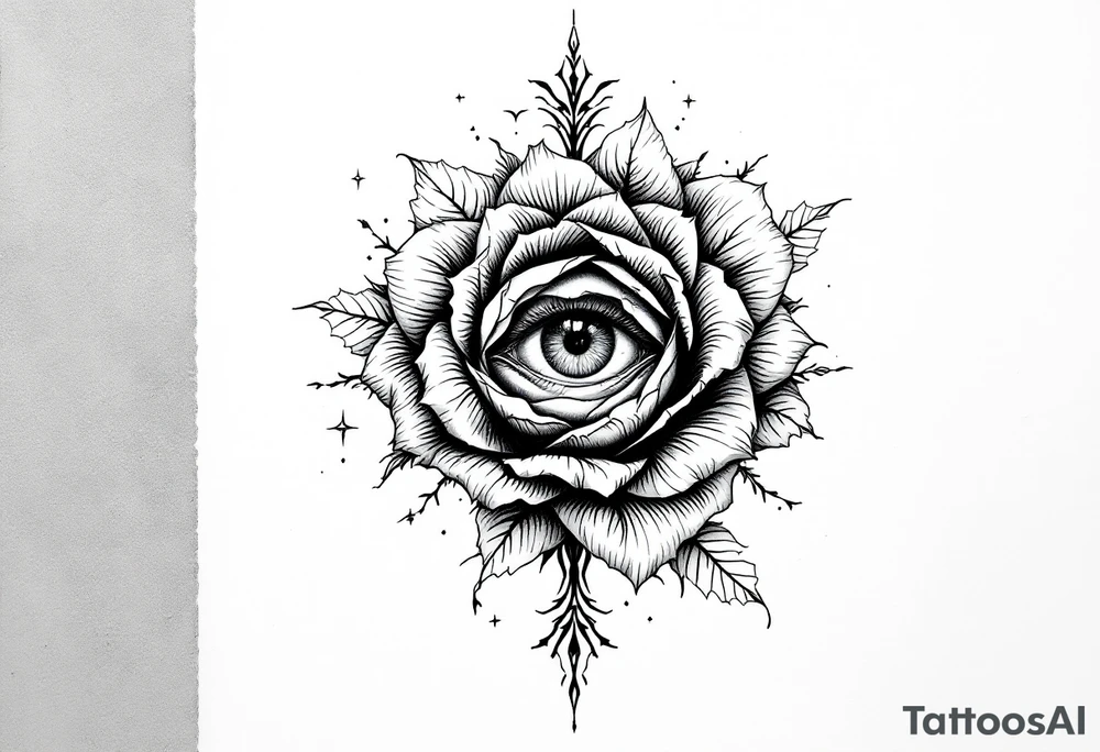 Eye of Providence inside a rose tattoo tattoo idea