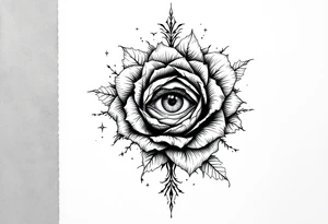 Eye of Providence inside a rose tattoo tattoo idea